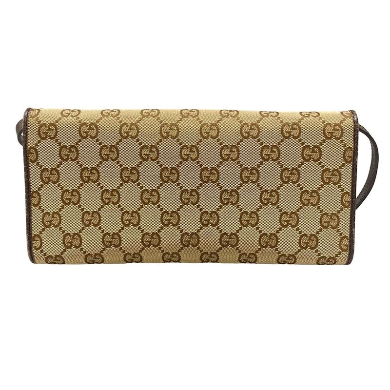 Gucci Shoulder Bag GG Pattern Bamboo 117594 Dark Brown And Brown Leather