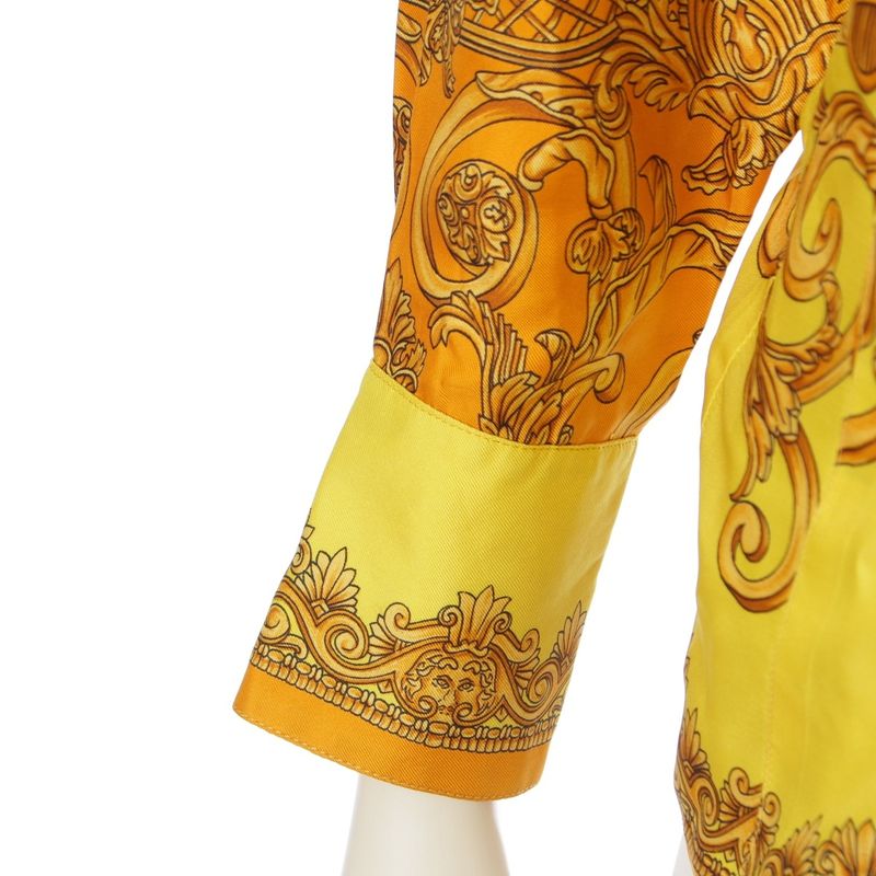 Gianni Versace Silk Baroque Style Dolman Sleeve Allover Medusa Button Long
