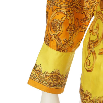Gianni Versace Silk Baroque Style Dolman Sleeve Allover Medusa Button Long