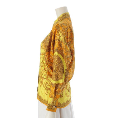 Gianni Versace Silk Baroque Style Dolman Sleeve Allover Medusa Button Long