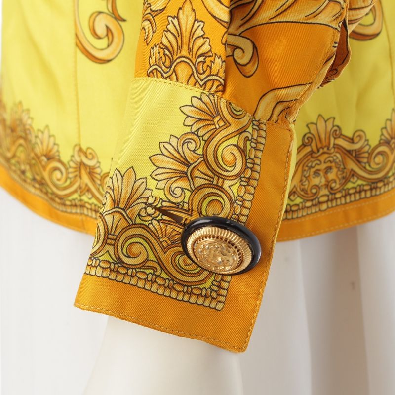 Gianni Versace Silk Baroque Style Dolman Sleeve Allover Medusa Button Long
