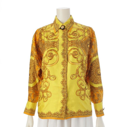 Gianni Versace Silk Baroque Style Dolman Sleeve Allover Medusa Button Long