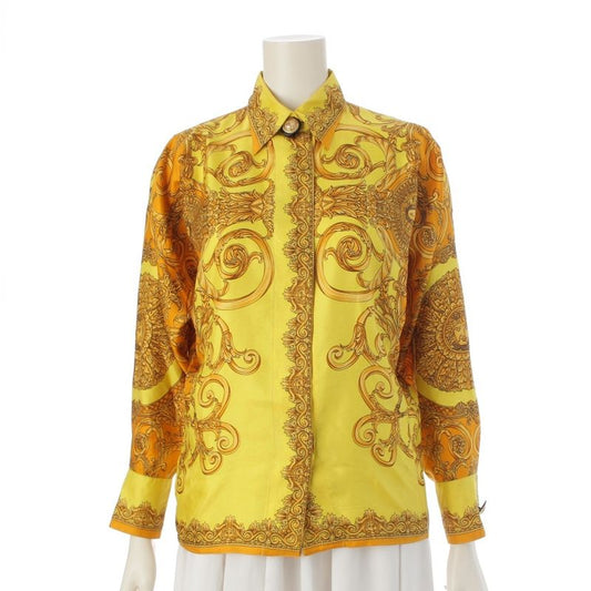 Gianni Versace Silk Baroque Style Dolman Sleeve Allover Medusa Button Long