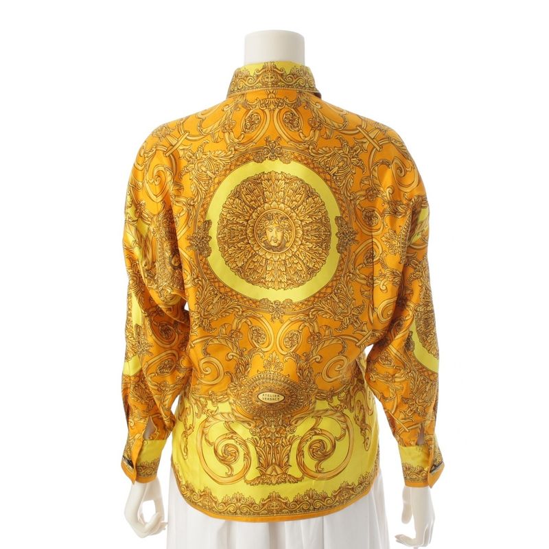 Gianni Versace Silk Baroque Style Dolman Sleeve Allover Medusa Button Long