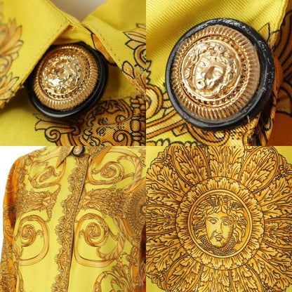 Gianni Versace Silk Baroque Style Dolman Sleeve Allover Medusa Button Long