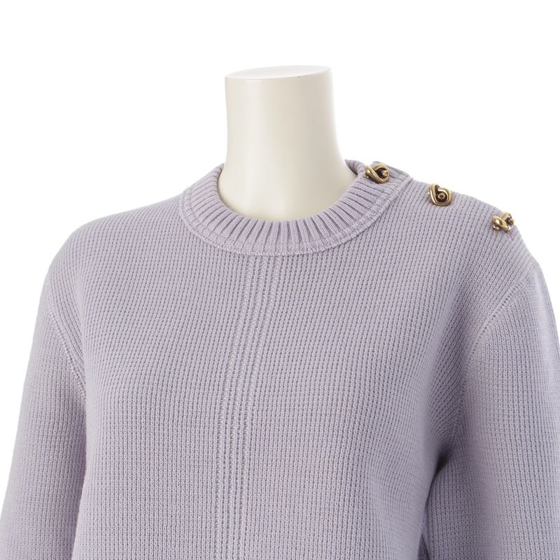 Bottega Veneta Wool Knot Shoulder Motif Cropped Knit Sweater Top 769368