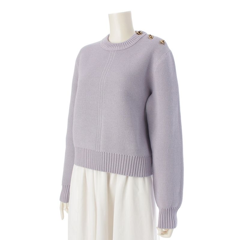 Bottega Veneta Wool Knot Shoulder Motif Cropped Knit Sweater Top 769368
