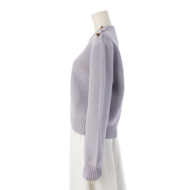 Bottega Veneta Wool Knot Shoulder Motif Cropped Knit Sweater Top 769368