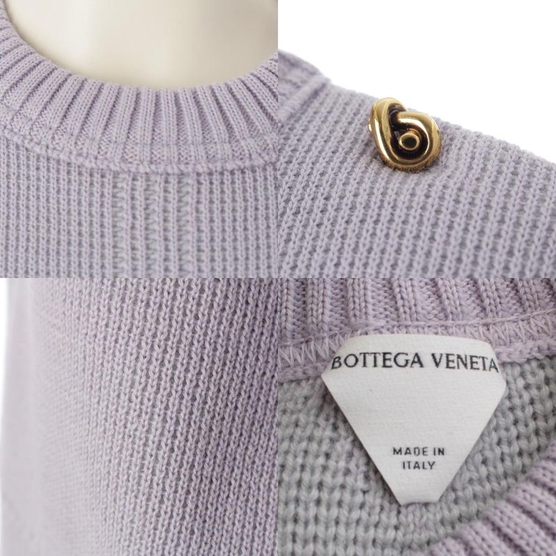 Bottega Veneta Wool Knot Shoulder Motif Cropped Knit Sweater Top 769368