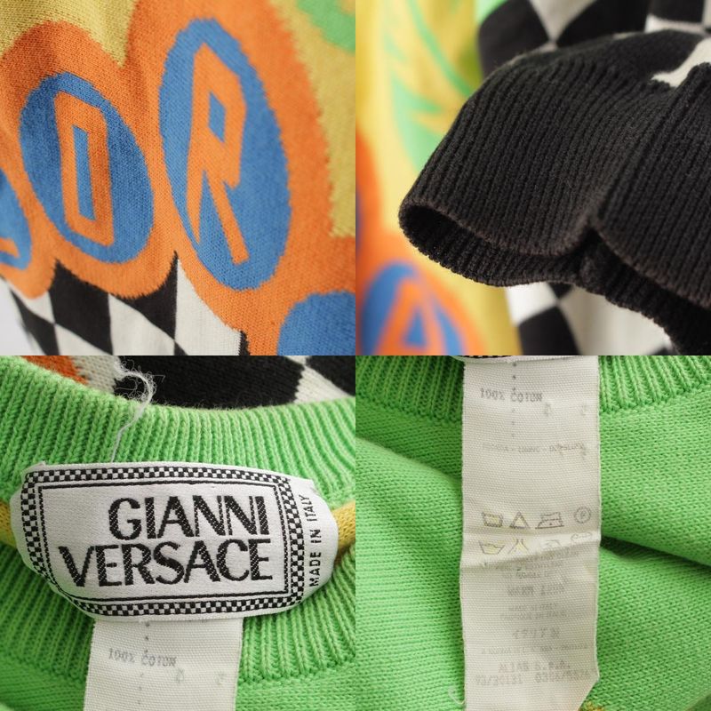 Gianni Versace 1993 S Miami South Beach Collection Knit Sweater Top Green 52