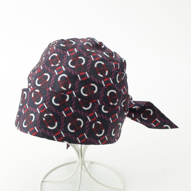 Hermes Raffia Cotton Gemini Hat Cap Navy