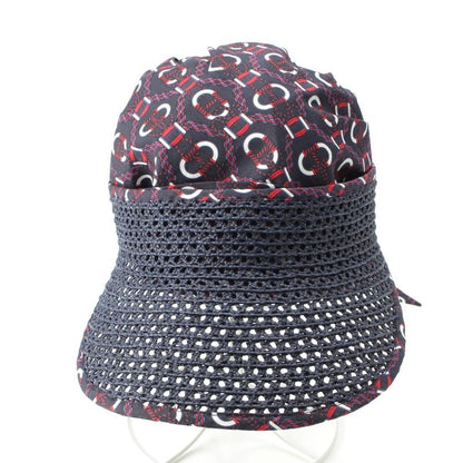 Hermes Raffia Cotton Gemini Hat Cap Navy