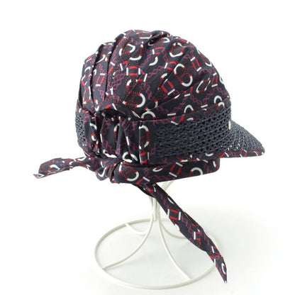 Hermes Raffia Cotton Gemini Hat Cap Navy