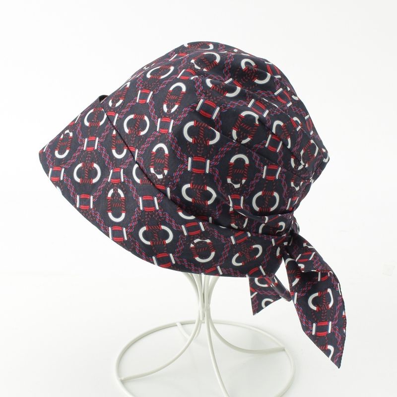 Hermes Raffia Cotton Gemini Hat Cap Navy