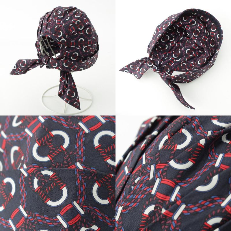 Hermes Raffia Cotton Gemini Hat Cap Navy