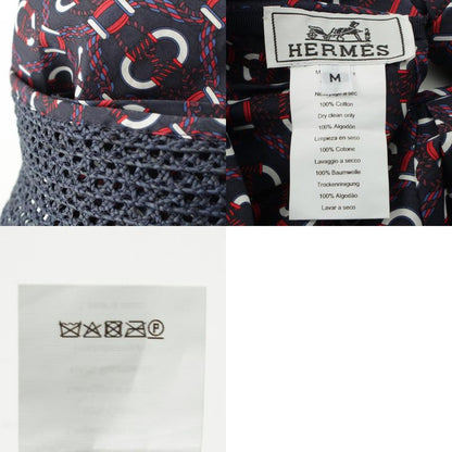 Hermes Raffia Cotton Gemini Hat Cap Navy