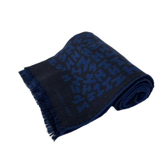 Hermes Shawl - Dark Navy And Navy Cashmere Silk