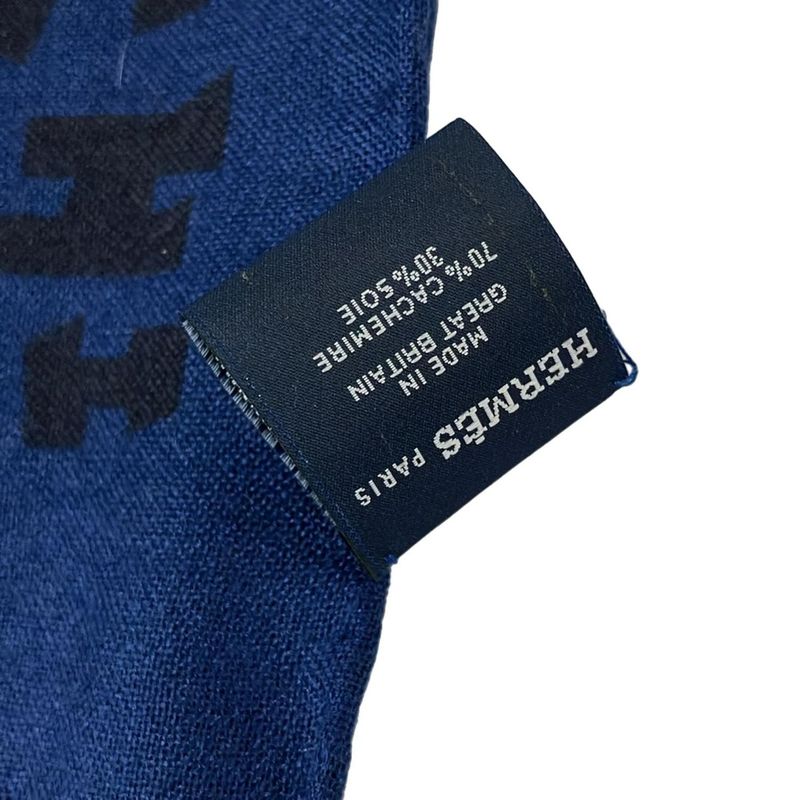 Hermes Shawl - Dark Navy And Navy Cashmere Silk