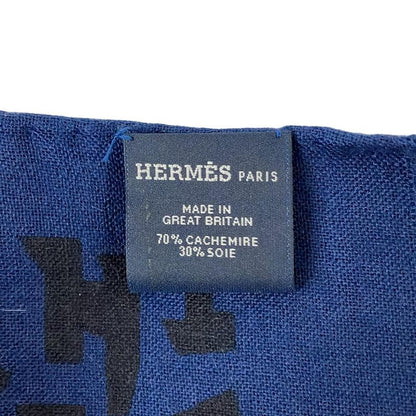 Hermes Shawl - Dark Navy And Navy Cashmere Silk