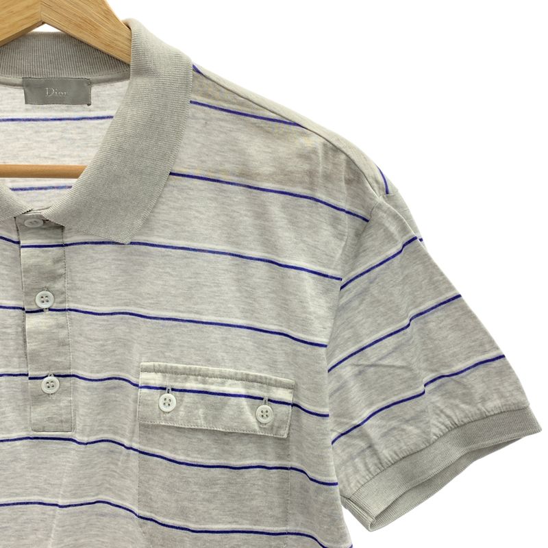 Dior Homme Dior Homme | 2009ss | Cotton Striped Polo Shirt | M | Gray | Men's
