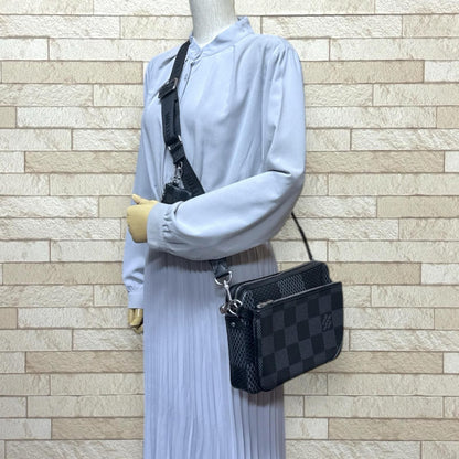 Louis Vuitton Trio Messenger Damier Graphite 3d Shoulder Bag PVC N50017 Black