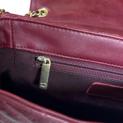 Chanel V Stitch Shoulder Bag Leather Red Ladies Chanel Used