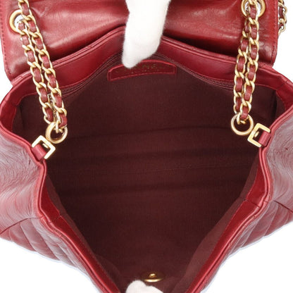 Chanel V Stitch Shoulder Bag Leather Red Ladies Chanel Used