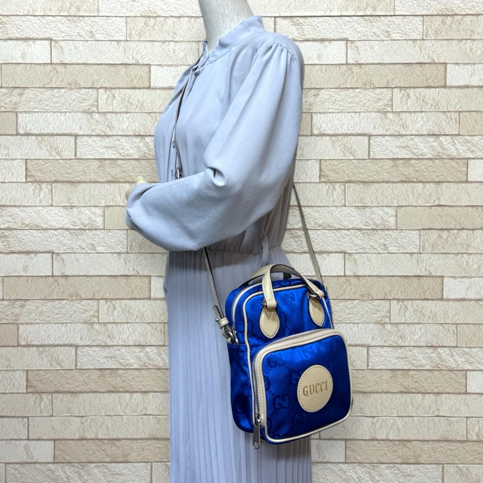 Gucci of the Grid Shoulder Bag Nylon 625850 Blue Unisex Gucci Used Gucci