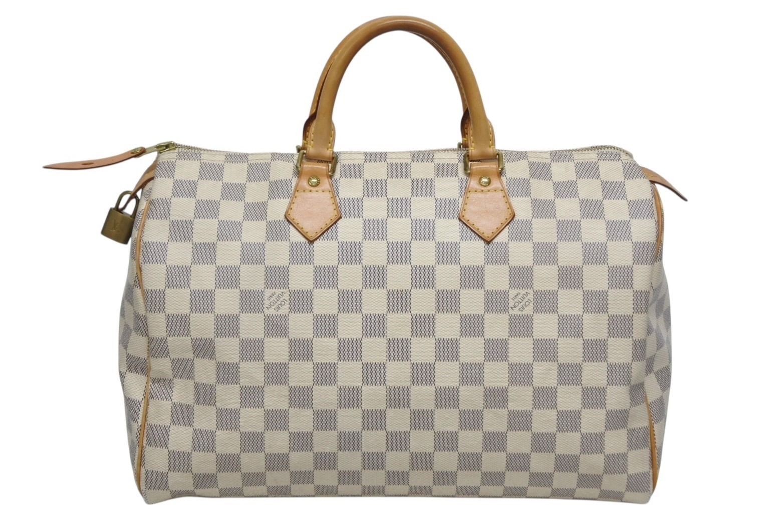 Louis Vuitton Speedy 35 Damier Azur Handbag White Beige — view 2