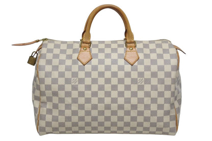 Louis Vuitton Speedy 35 Damier Azur Handbag White Beige — view 2