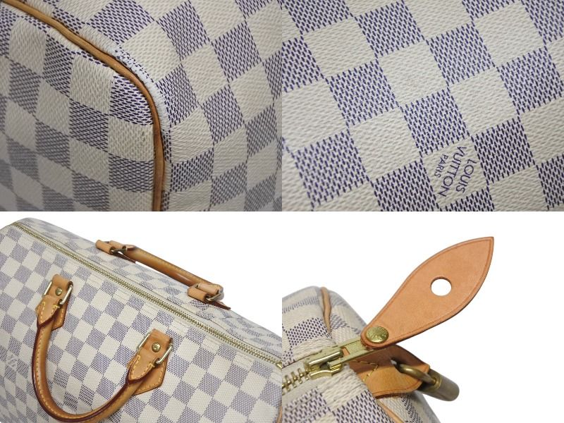 Louis Vuitton Speedy 35 Damier Azur Handbag White Beige — view 7