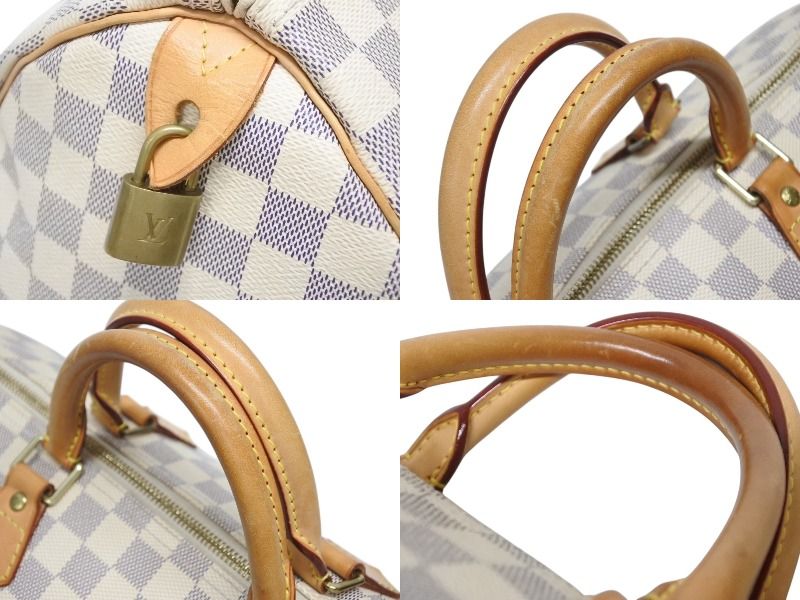 Louis Vuitton Speedy 35 Damier Azur Handbag White Beige — view 5