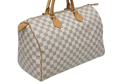 Louis Vuitton Speedy 35 Damier Azur Handbag White Beige — view 3