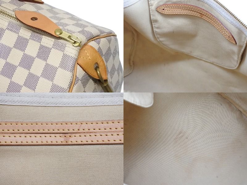 Louis Vuitton Speedy 35 Damier Azur Handbag White Beige — view 8