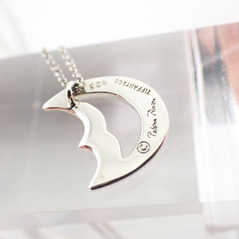 Tiffany & Co 925 Cles Saint Moon Pendant Necklace j105-8