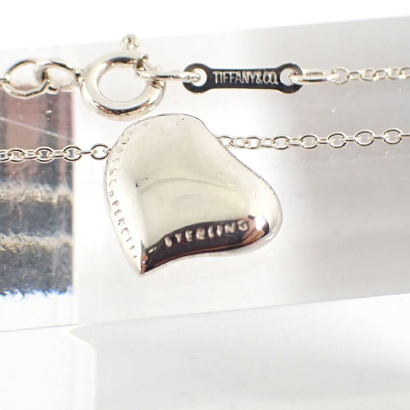 Tiffany & Co 925 Full Heart Pendant Necklace j105-3