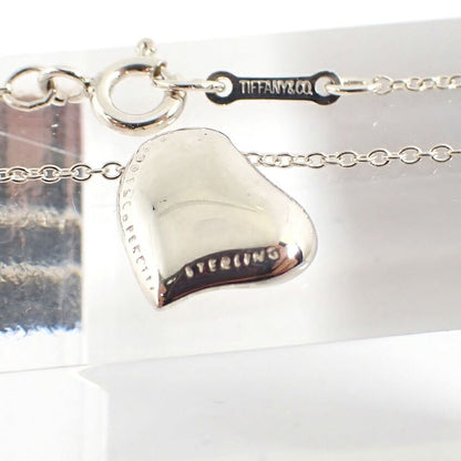 Tiffany & Co 925 Full Heart Pendant Necklace j105-3