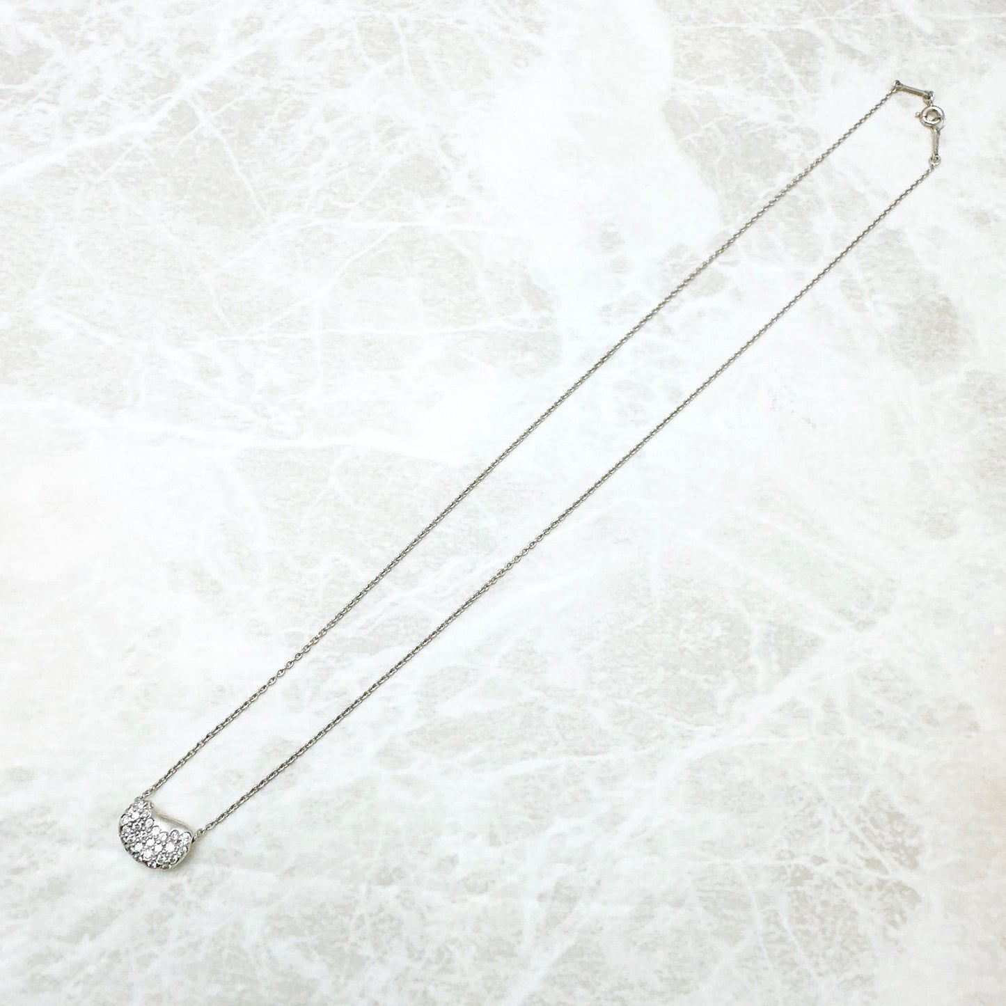 Tiffany＆Co Bean Diamond Platinum Necklace Approx 42.5cm