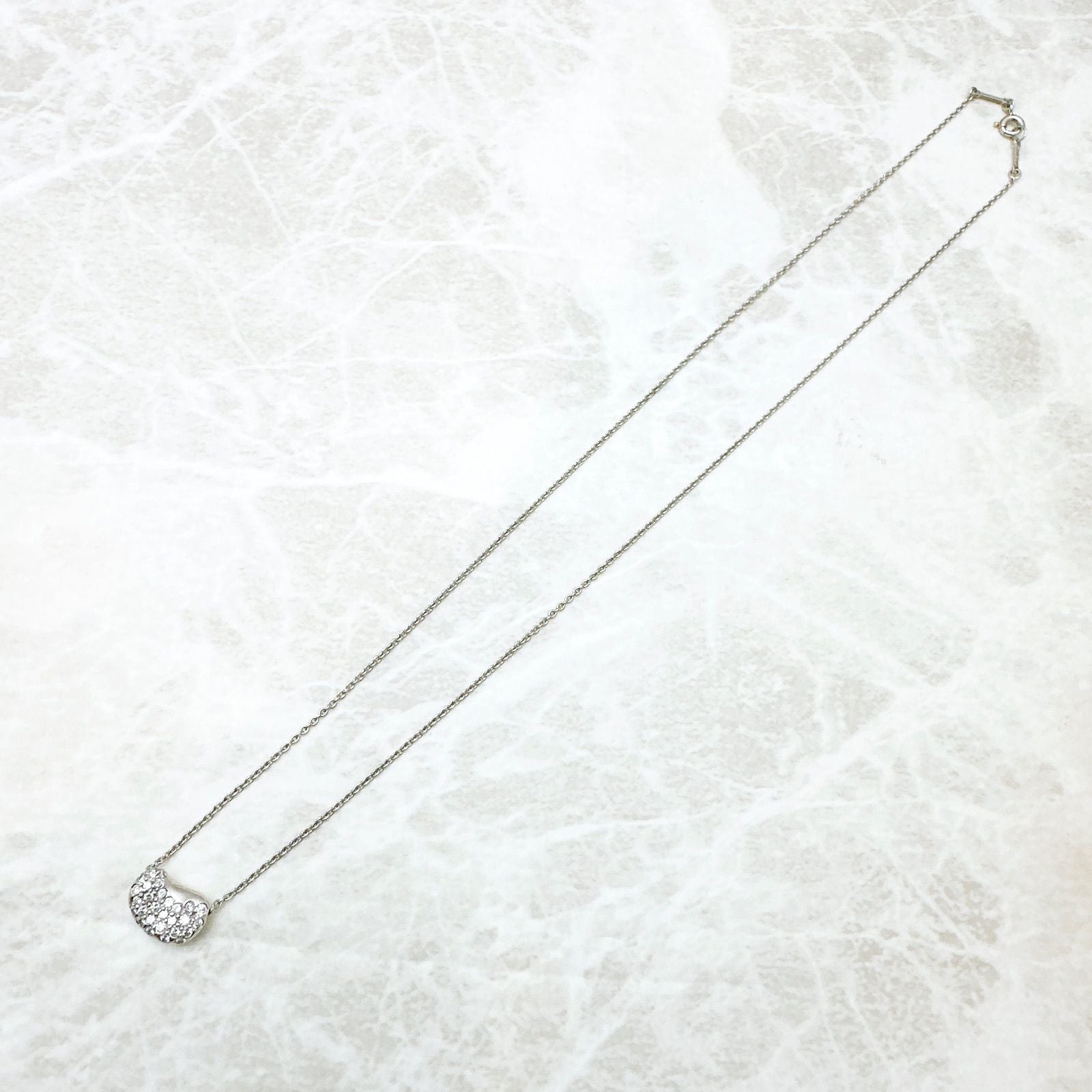 Tiffany＆Co Bean Diamond Platinum Necklace Approx 42.5cm