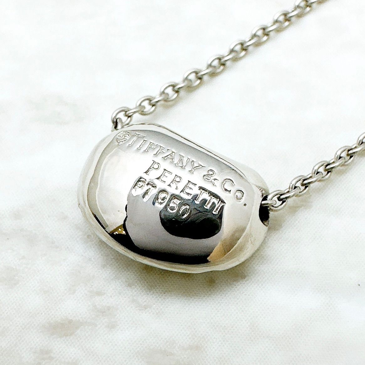 Tiffany＆Co Bean Diamond Platinum Necklace Approx 42.5cm