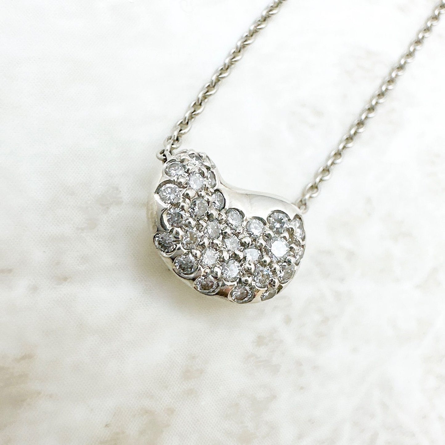 Tiffany＆Co Bean Diamond Platinum Necklace Approx 42.5cm