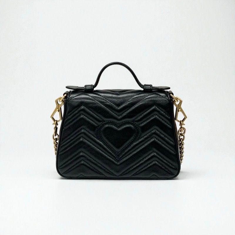 Gucci Bag Shoulder Bag Black Gold Ggmarmont Mini Top Handle Bag 2way Handbag