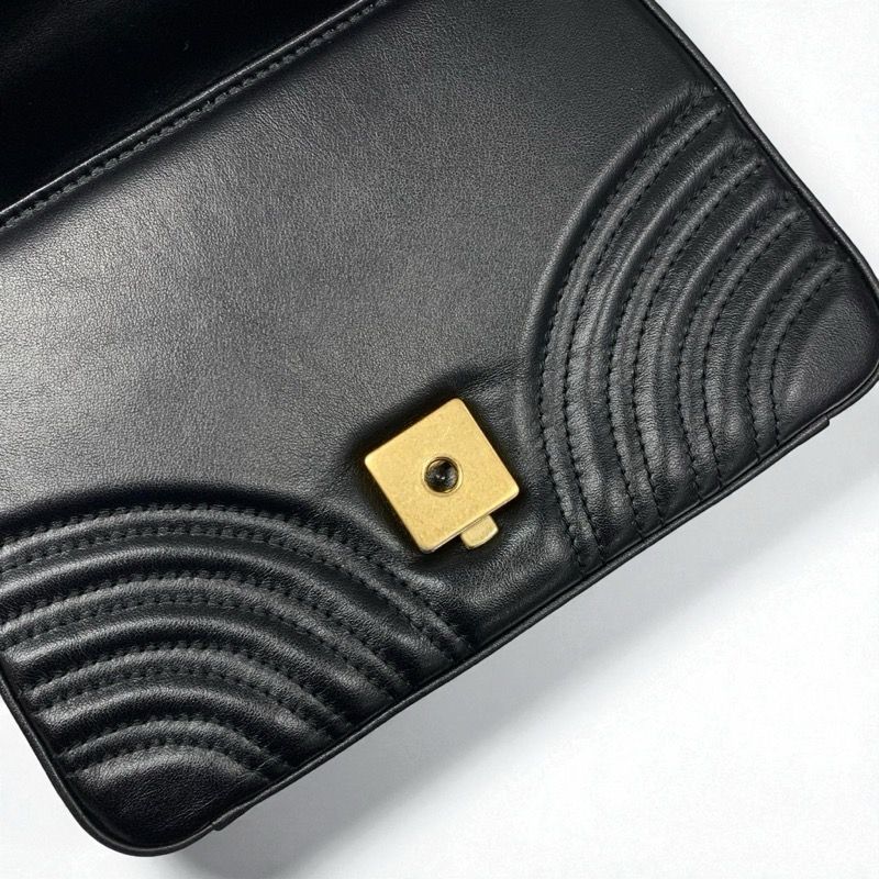 Gucci Bag Shoulder Bag Black Gold Ggmarmont Mini Top Handle Bag 2way Handbag