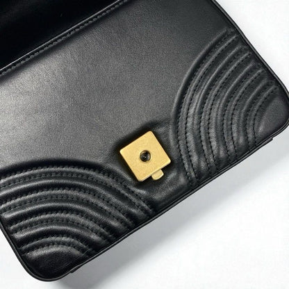 Gucci Bag Shoulder Bag Black Gold Ggmarmont Mini Top Handle Bag 2way Handbag