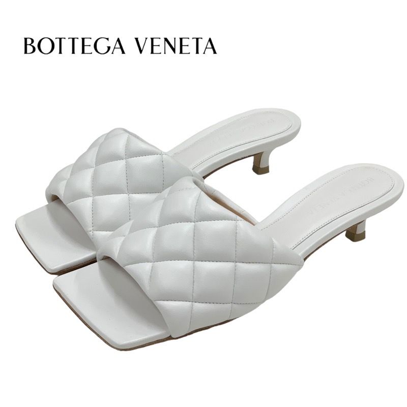 Bottega Veneta Sandals Shoes Lambskin White Unused Mules Quilted