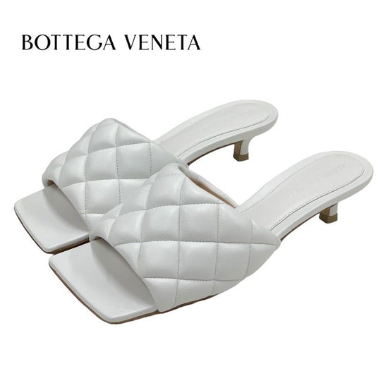 Bottega Veneta Sandals Shoes Lambskin White Unused Mules Quilted