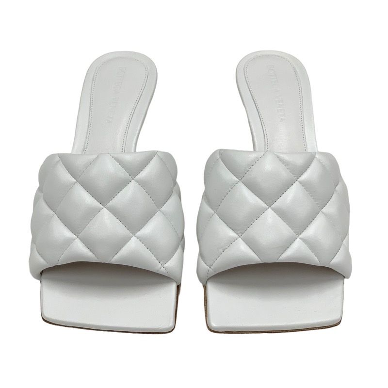 Bottega Veneta Sandals Shoes Lambskin White Unused Mules Quilted
