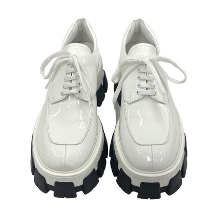 Prada Loafers Leather Shoes Patent White Lace-up Shoes Platform