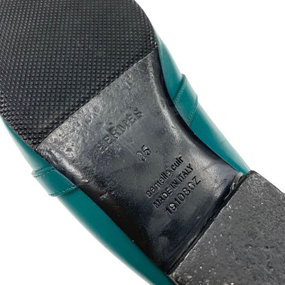 Hermes Oz Flat Shoes Leather Green Silver Mule Slipper Sandals Kelly Hardware