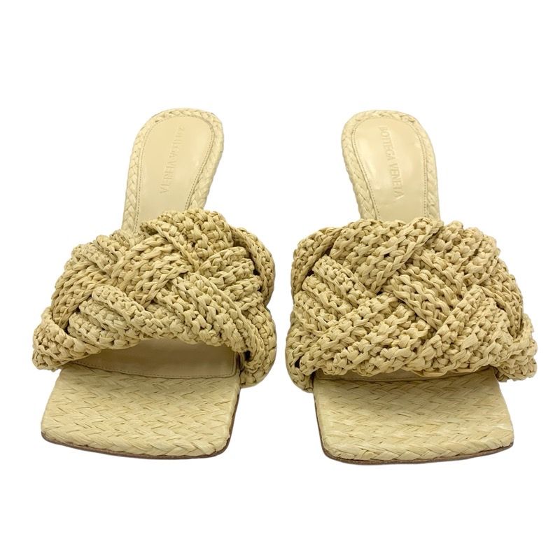 Bottega Veneta Lido Sandals Shoes Raffia Beige Unused Mule Intrecciato